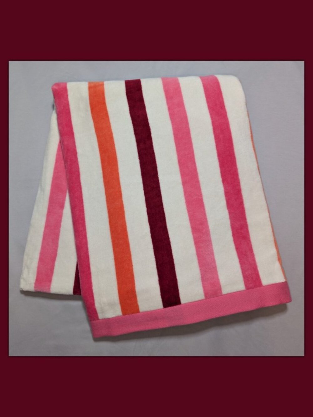 NWOT Kate Spade New York Beach Towel - Striped - Pink, White, Maroon, Orange